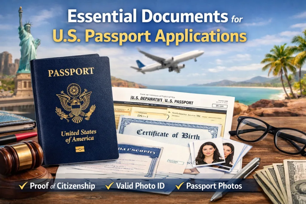 Documentos esenciais necesarios para as solicitudes de pasaporte internacional